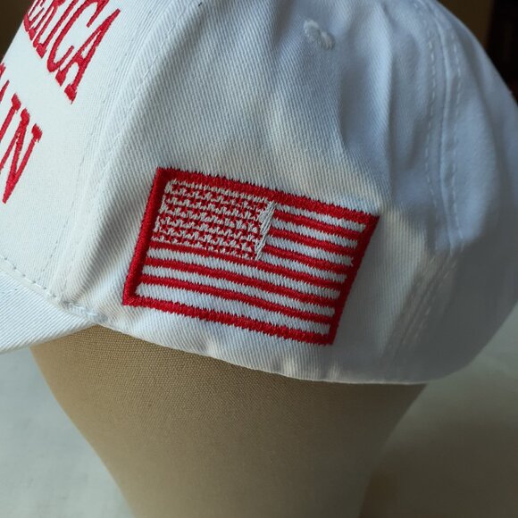 New MAGA - Victory - Flag - Trump White Baseball Cap - Adjustable Fit - Picture 2 of 8